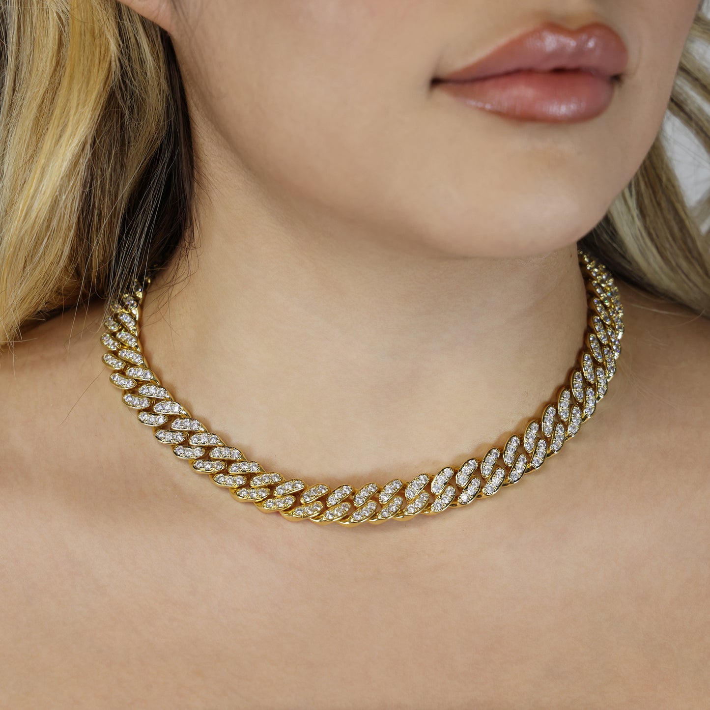 12mm Iced out Miami Cuban Necklace - Gold