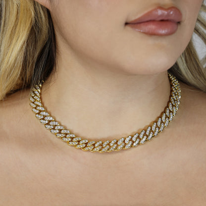 12mm Iced out Miami Cuban Necklace - Gold