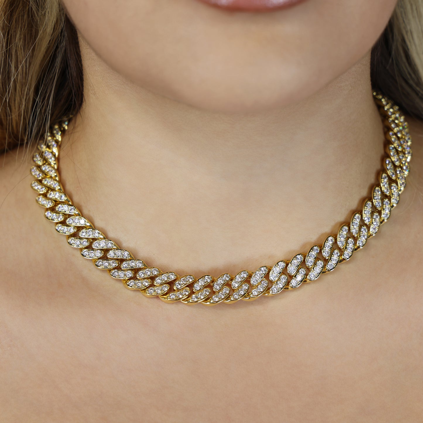 12mm Iced out Miami Cuban Necklace - Gold