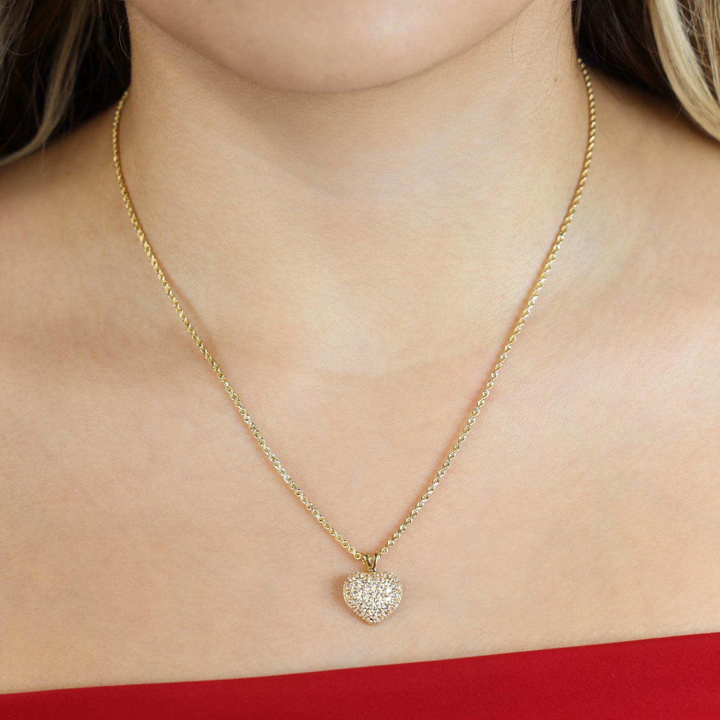 Small Iced Heart Pendant - 14k Gold