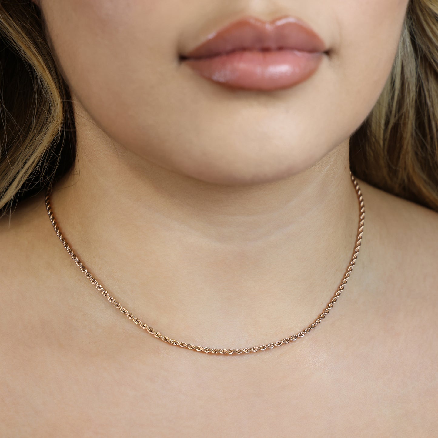 2mm Rope Necklace - Rose Gold