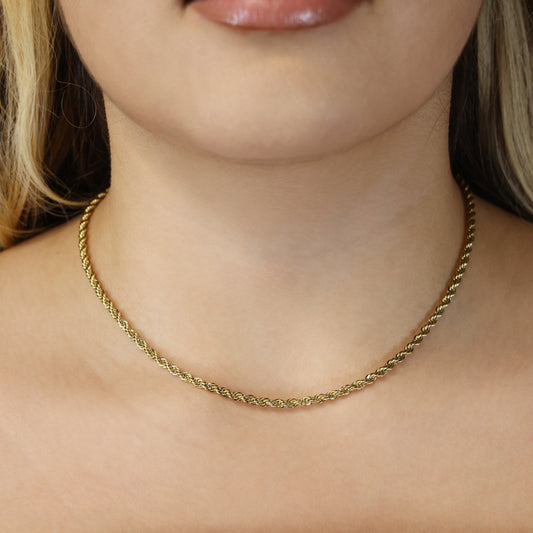 3mm Rope Necklace - Gold