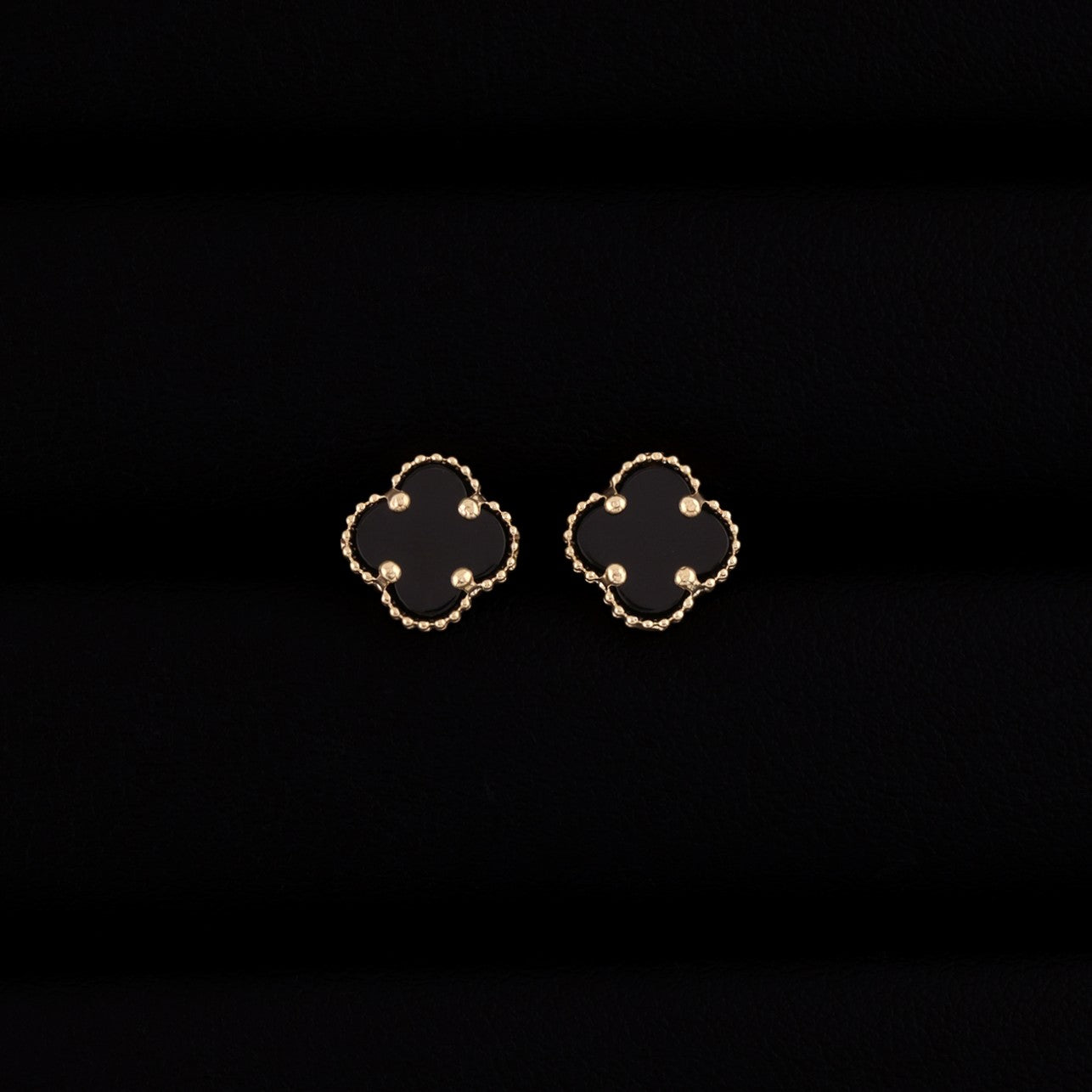 Black Clover Earrings - 14k Gold