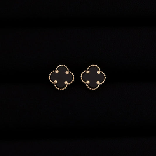 Black Clover Earrings - 14k Gold