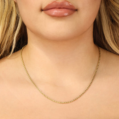 2mm Rope Necklace - Gold