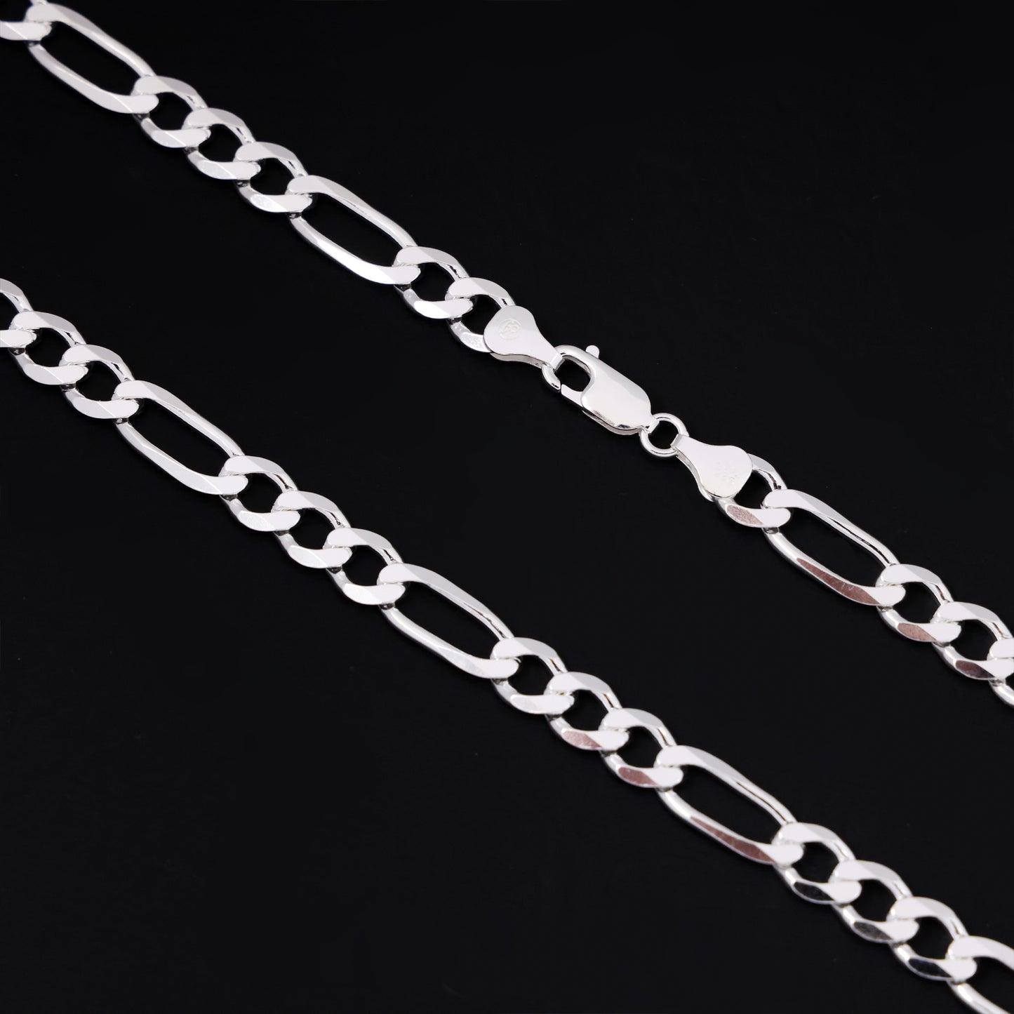 7mm Figaro Chain - 925 Silver