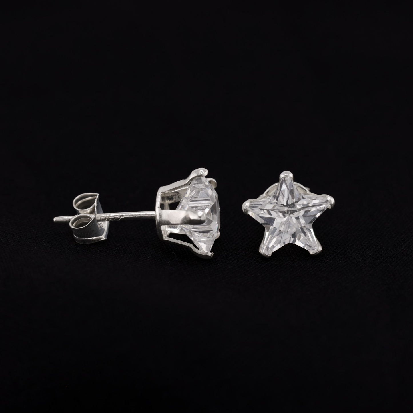Star Cut CZ Diamond Stud Earrings - 925 Silver