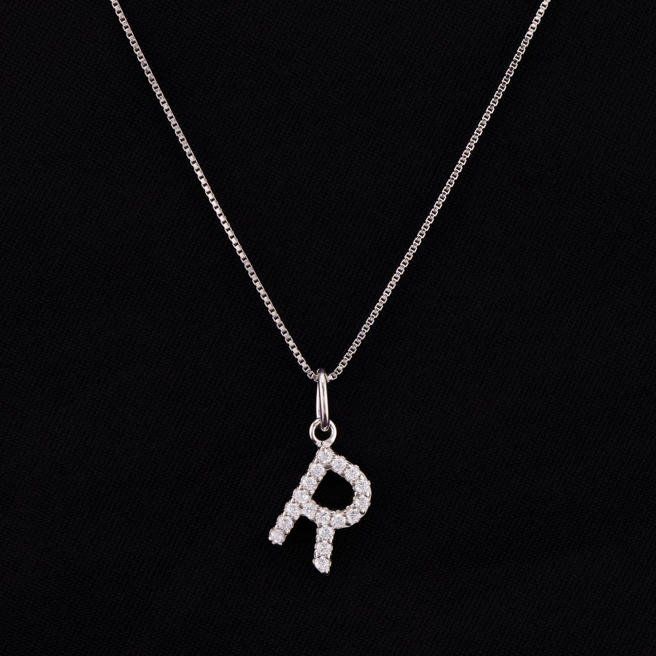 Small Iced Initial Letter Necklace - 925 Silver