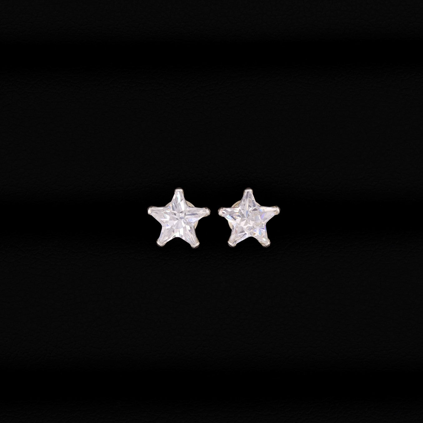 Star Cut CZ Diamond Stud Earrings - 925 Silver