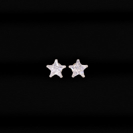 Star Cut CZ Diamond Stud Earrings - 925 Silver