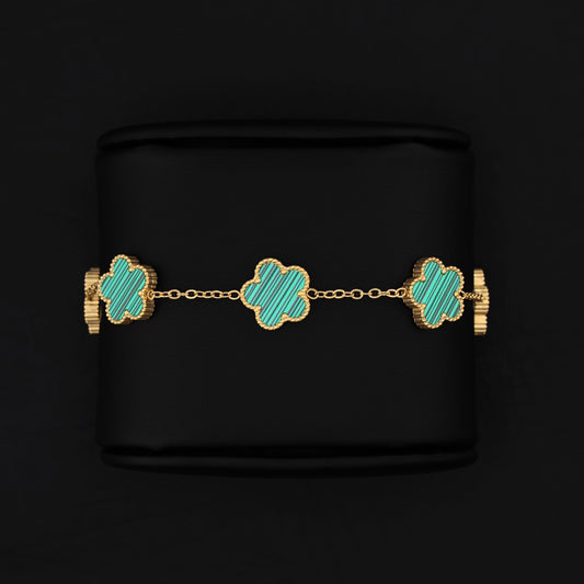 Green Clover Bracelet - Gold