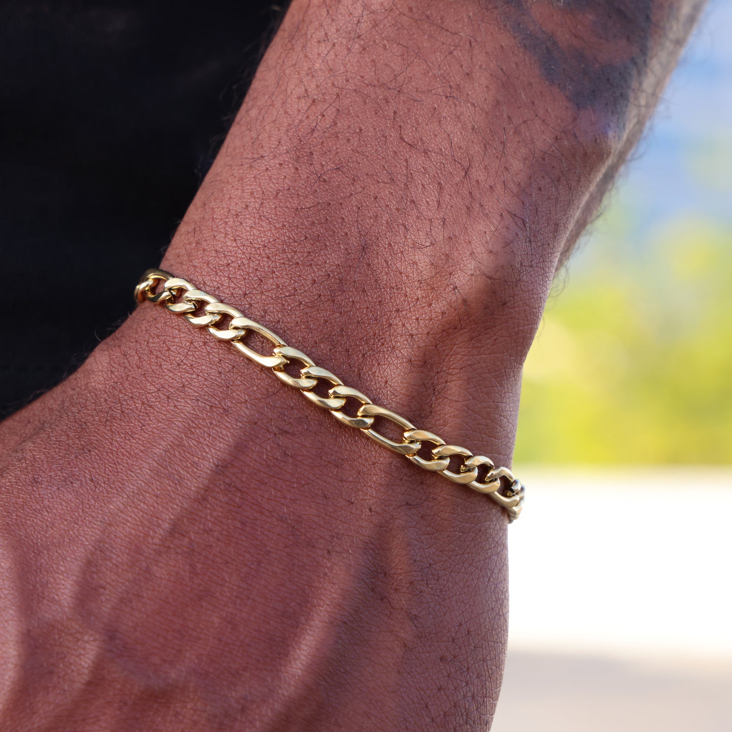 5mm Figaro Bracelet - Gold