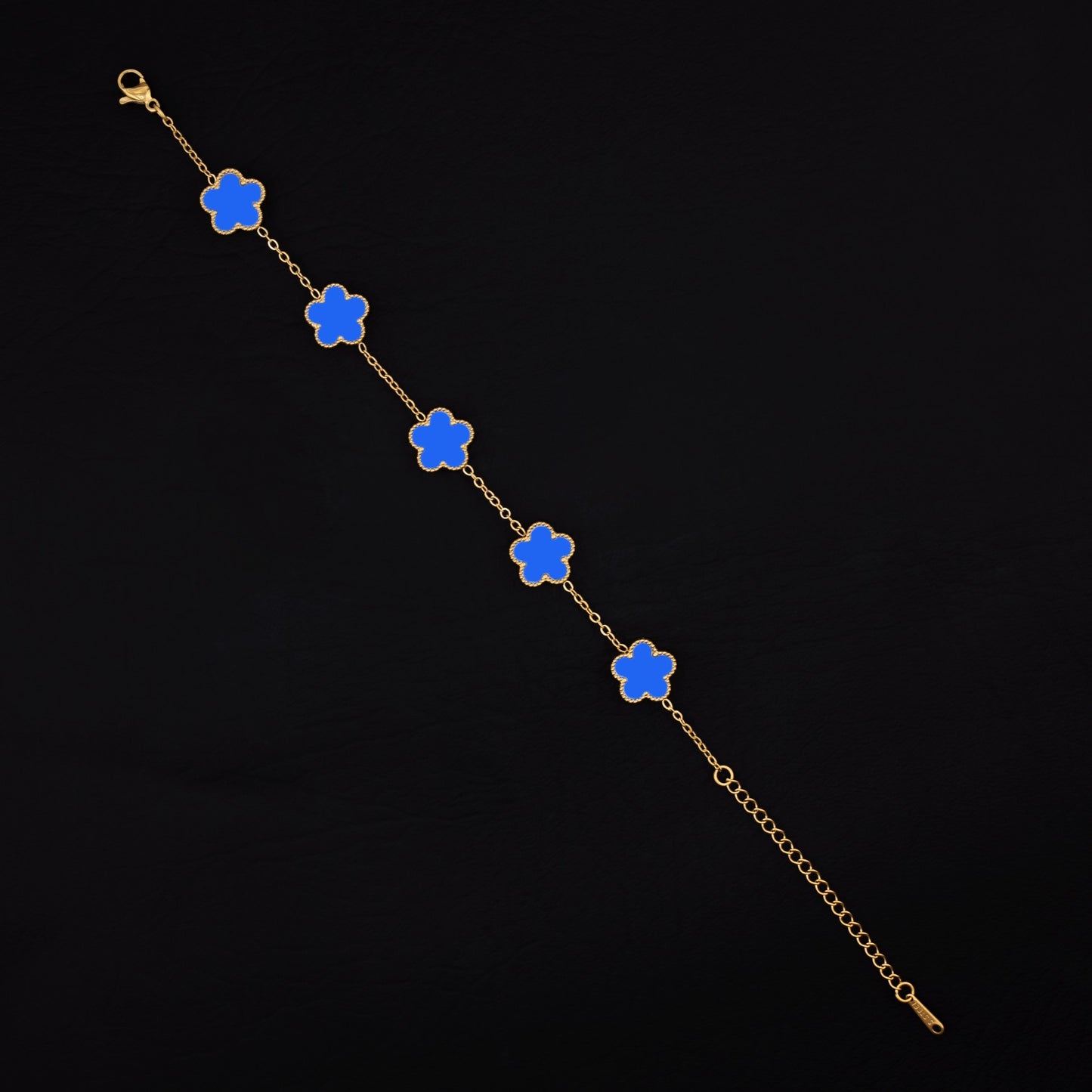 Blue Clover Bracelet - Gold