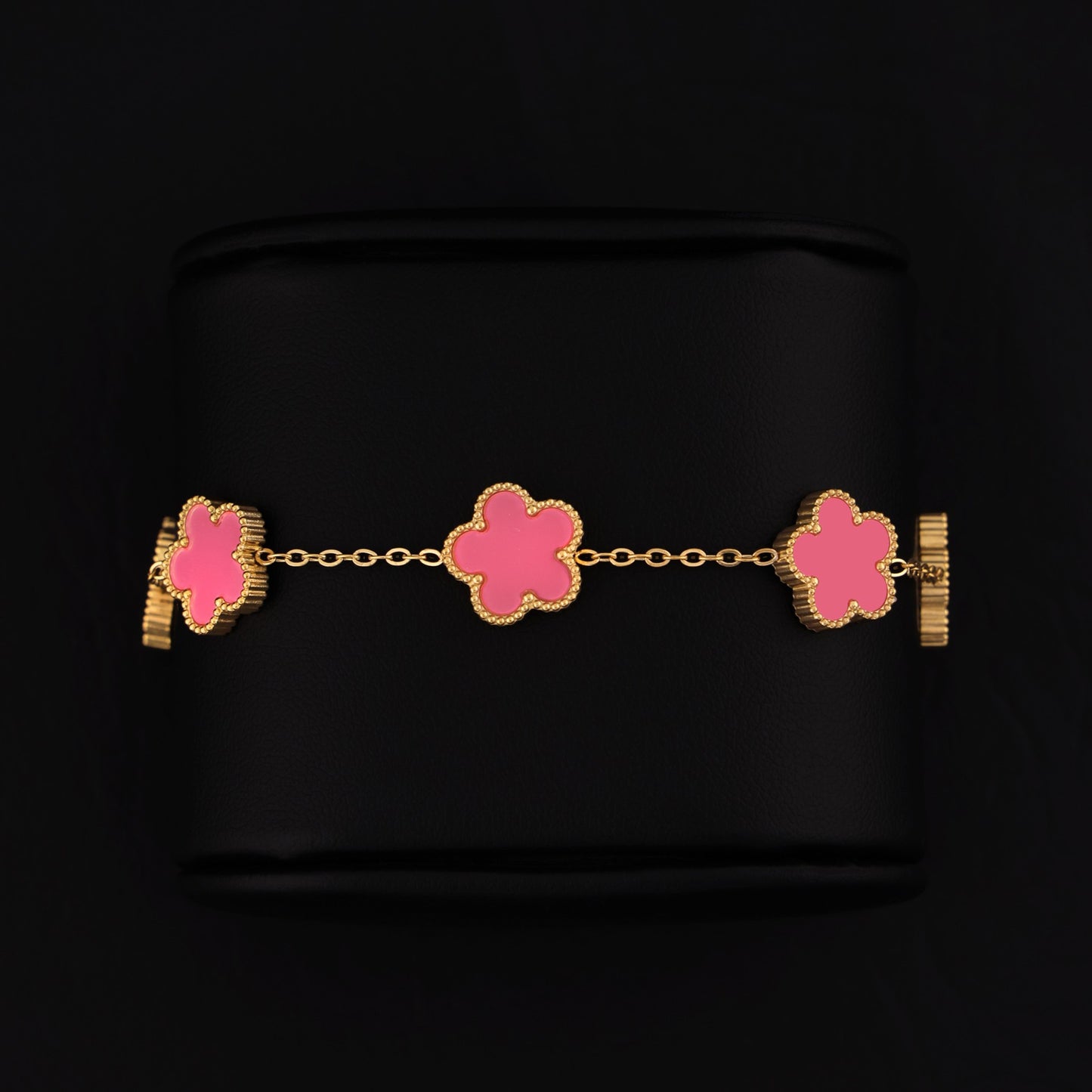 Pink Clover Bracelet - Gold