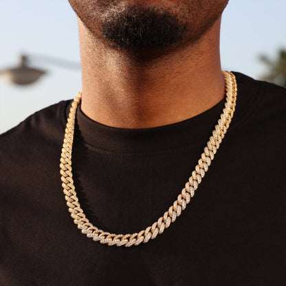 10mm Iced Out Cuban Chain - Gold