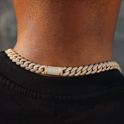 10mm Iced Out Cuban Chain - Gold