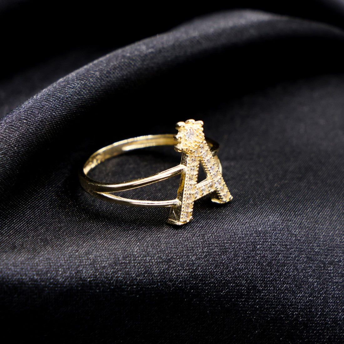 Crown Initial Ring - 14k Gold