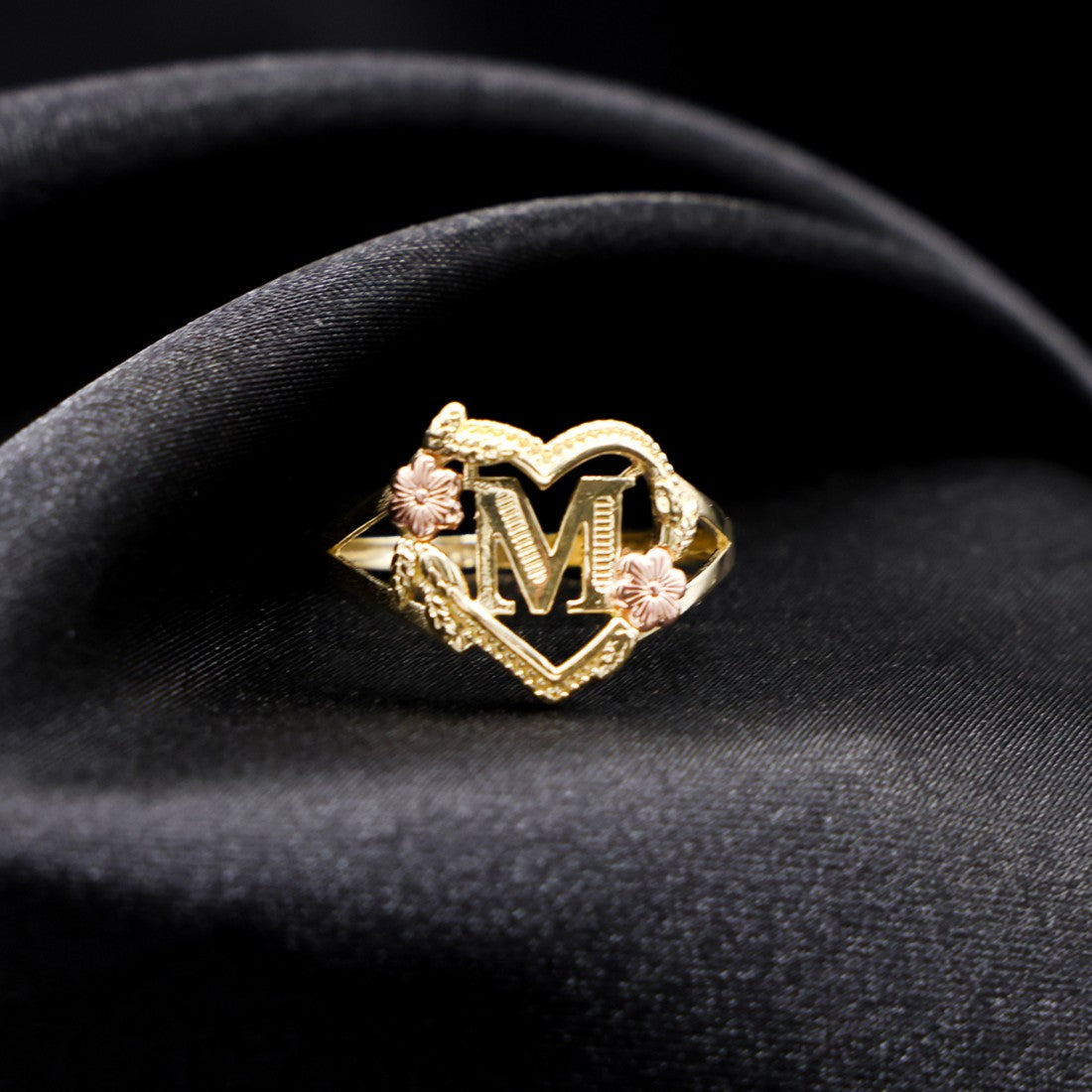 Heart Initial Ring - 14k Gold