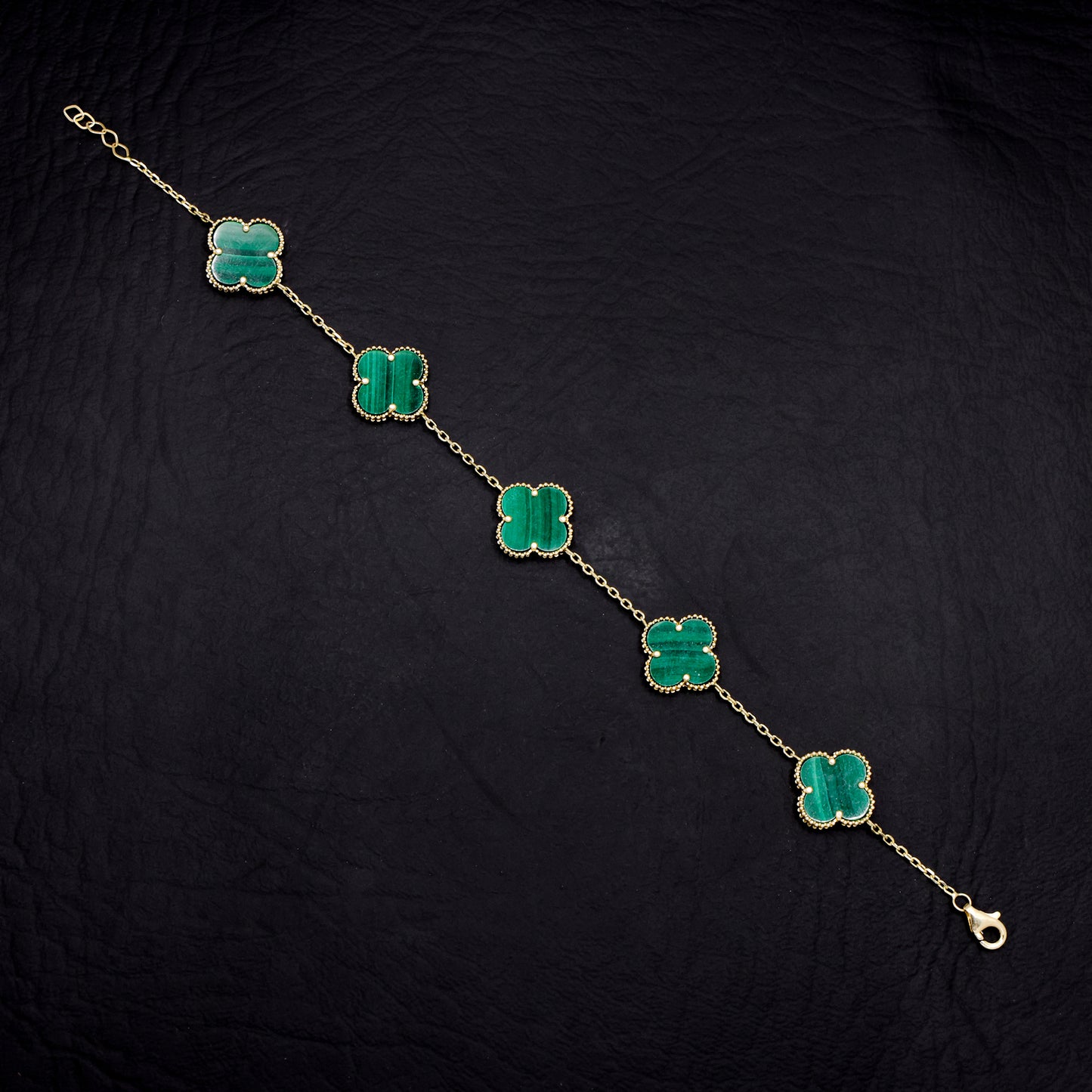 Green Clover Bracelet - 14k Gold