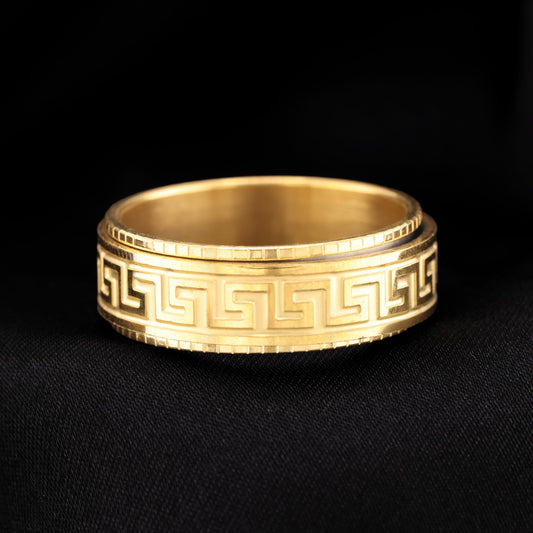 Aztec Spinner Band Ring - Gold