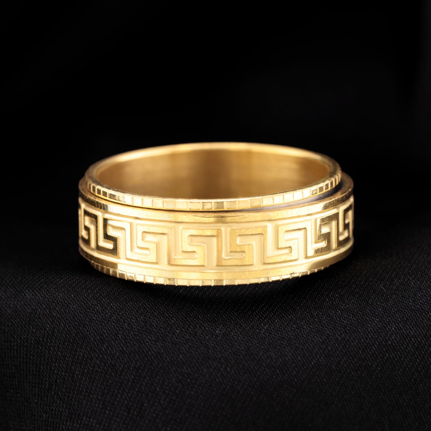 Aztec Spinner Band Ring - Gold