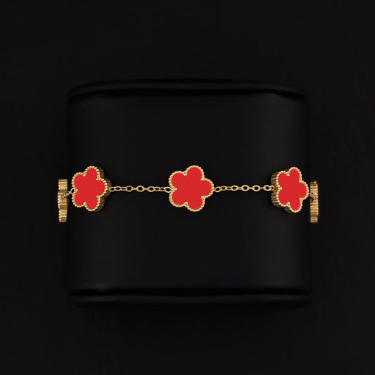 Red Clover Bracelet - Gold