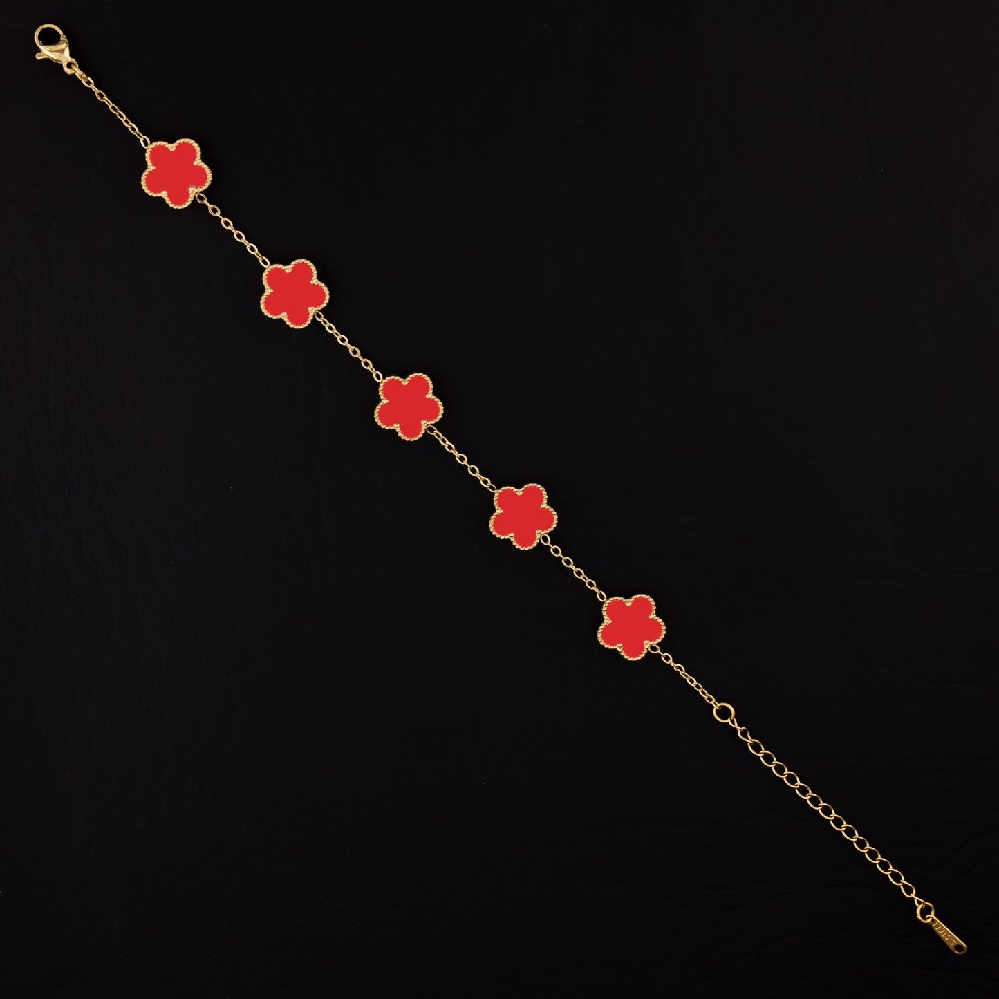 Red Clover Bracelet - Gold