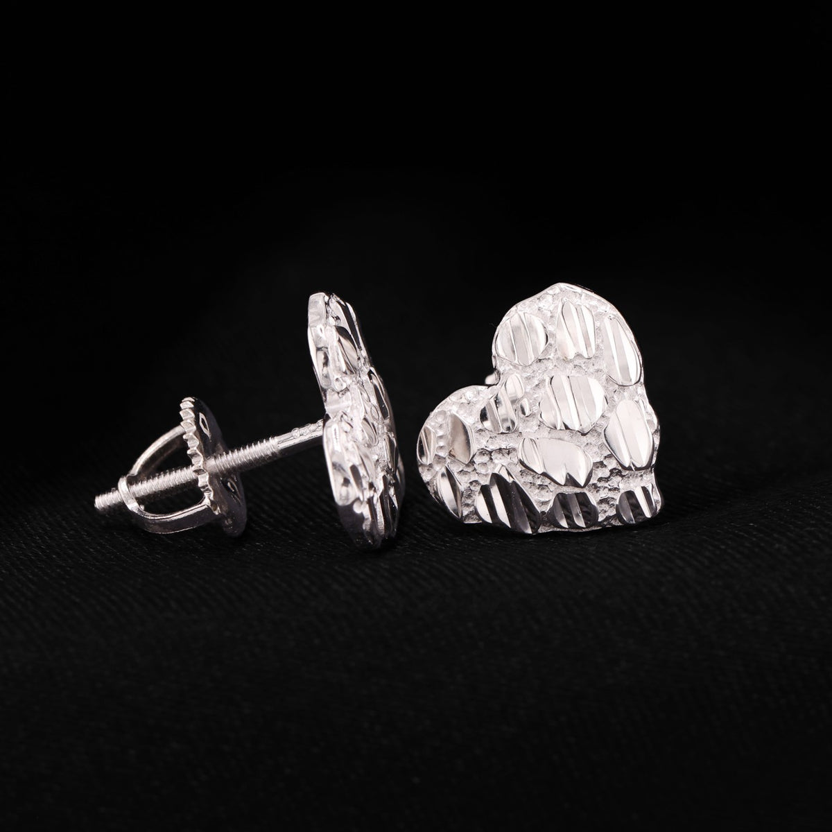Heart Nugget Earrings - 925 Silver