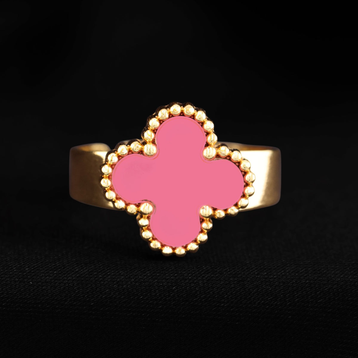 Pink Clover Ring - Gold