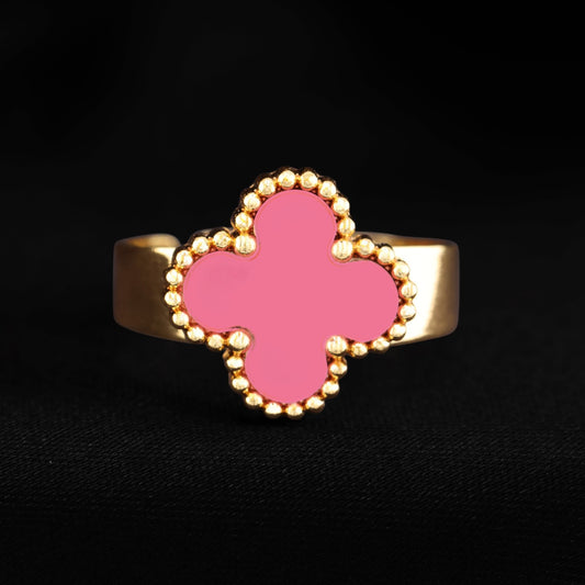 Pink Clover Ring - Gold