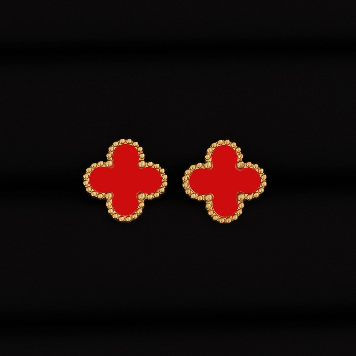 Red Clover Earrings - Gold