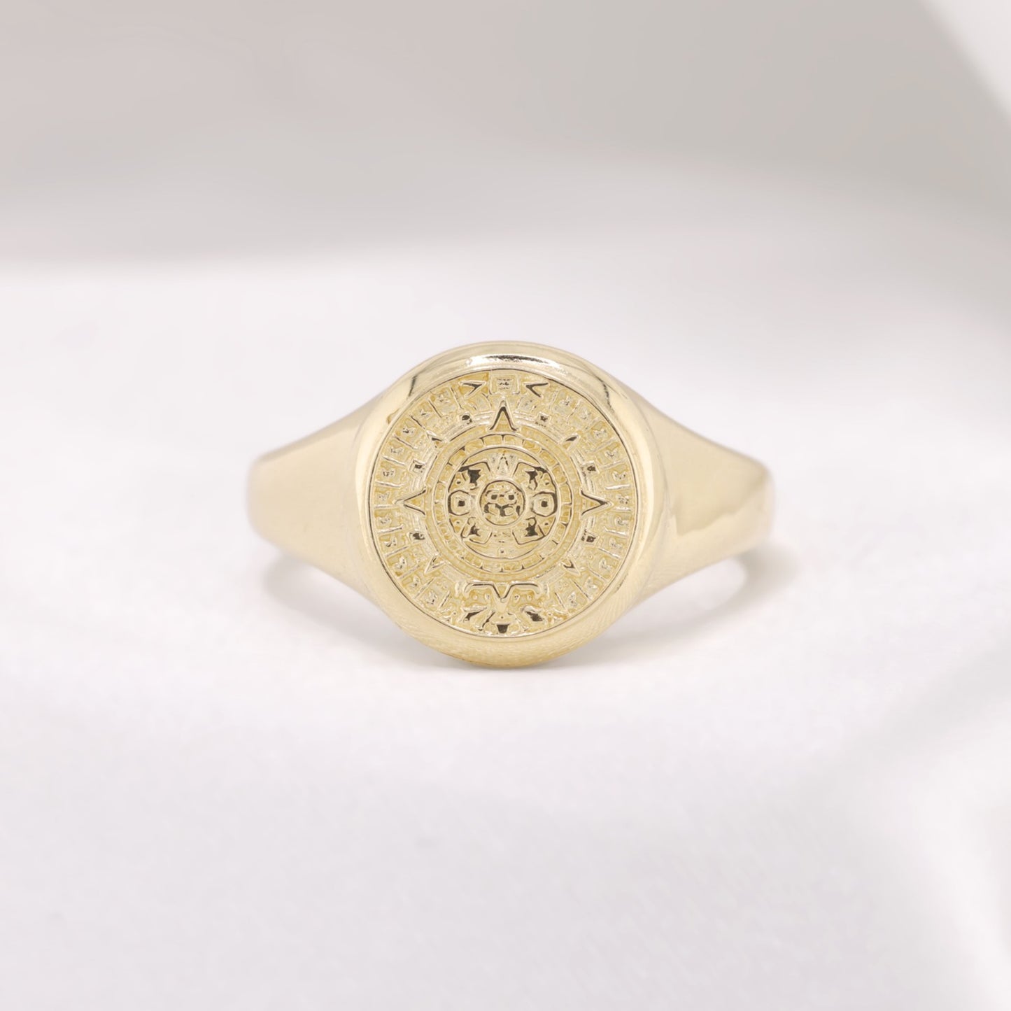 Aztec Calendar Ring - 10k Gold