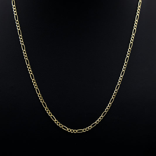 2.5mm Hollow Figaro Necklace - 14k Gold