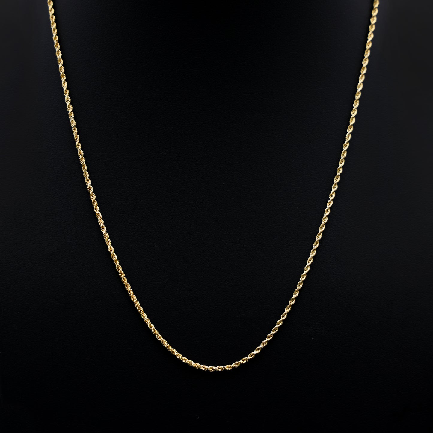 1.6mm Solid Diamond Cut Rope Necklace - 14k Gold