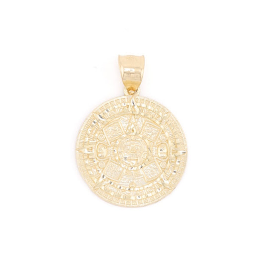 Small Aztec Calendar Pendant - 10k Gold