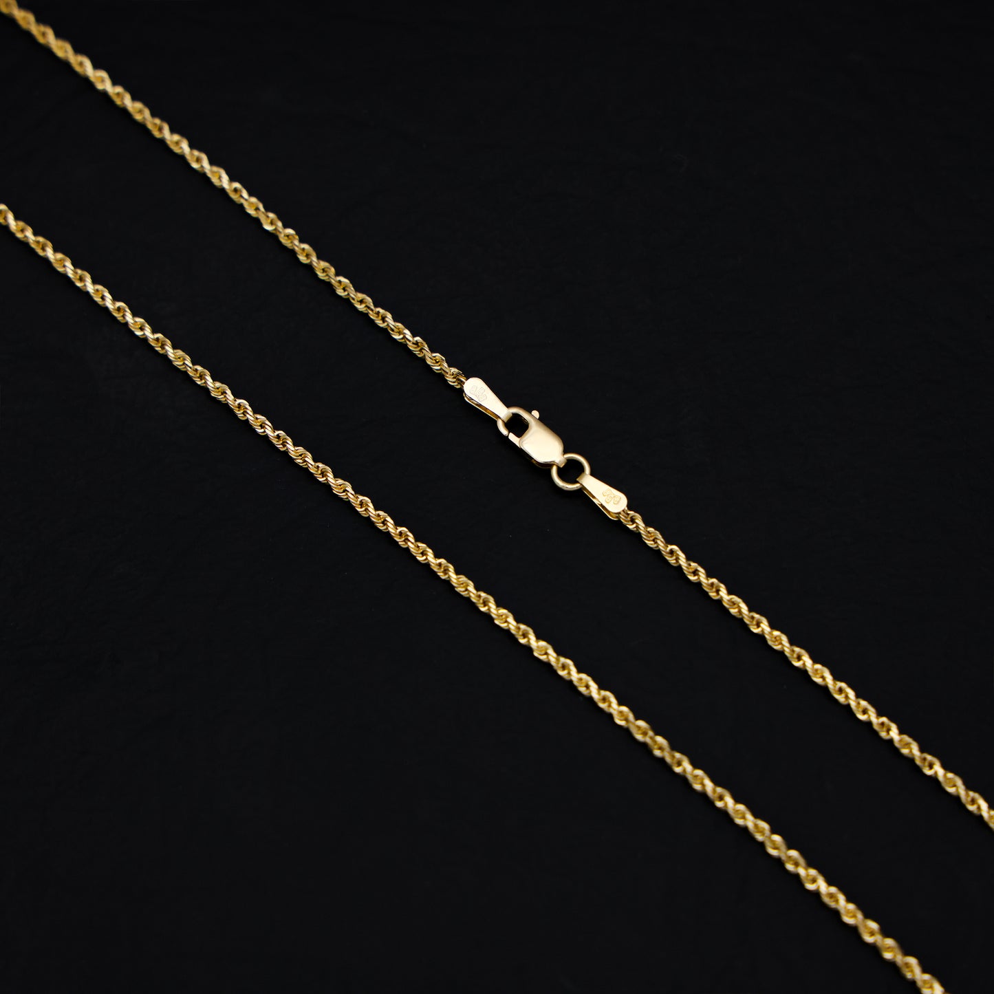 1.6mm Solid Diamond Cut Rope Necklace - 14k Gold