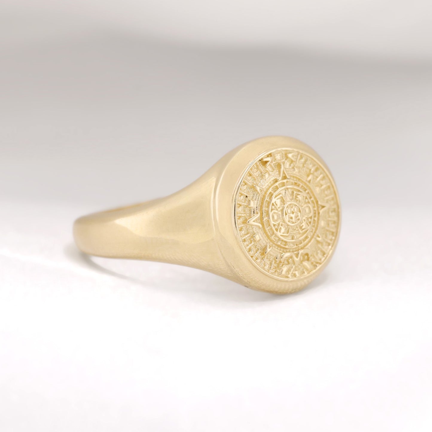 Aztec Calendar Ring - 10k Gold