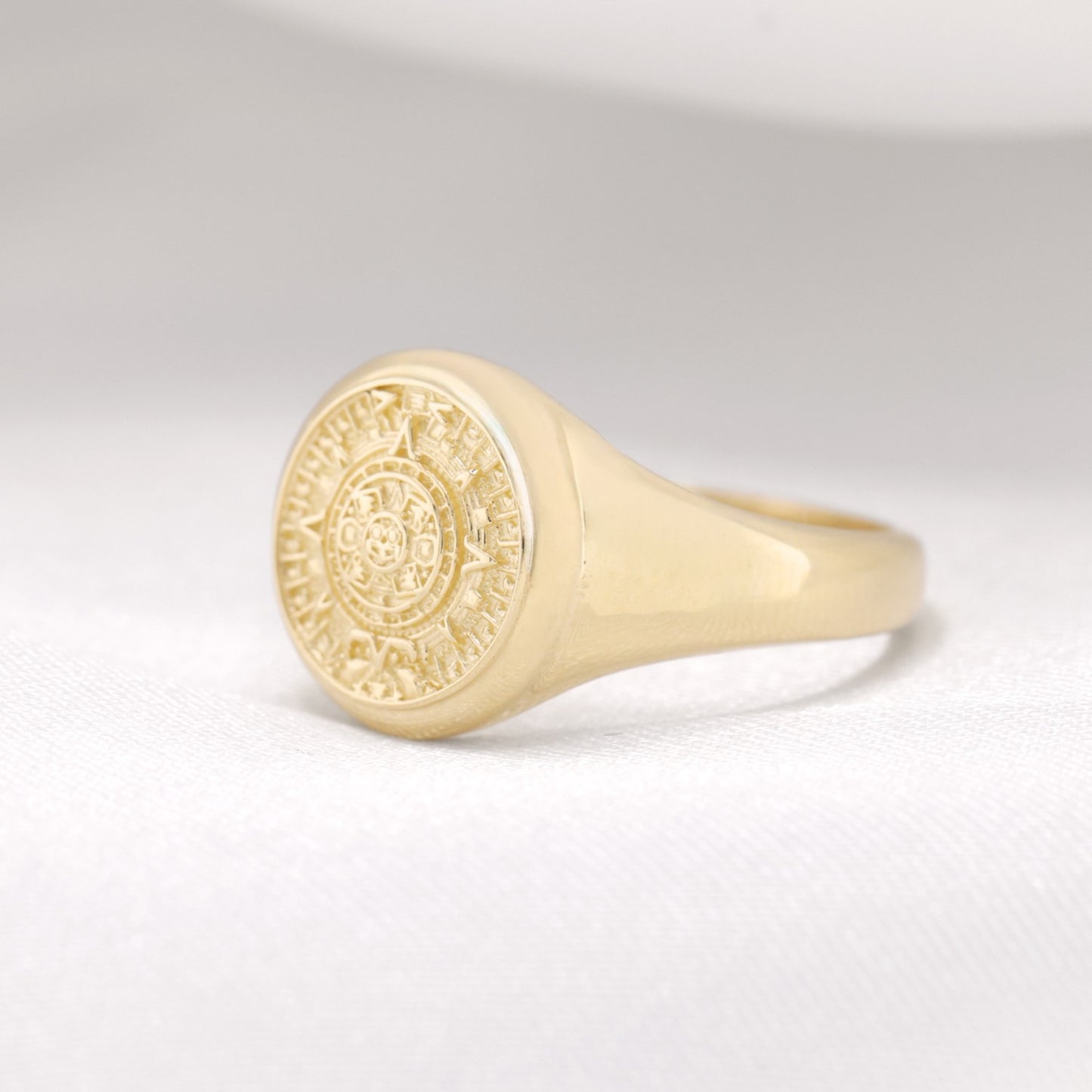 Aztec Calendar Ring - 10k Gold