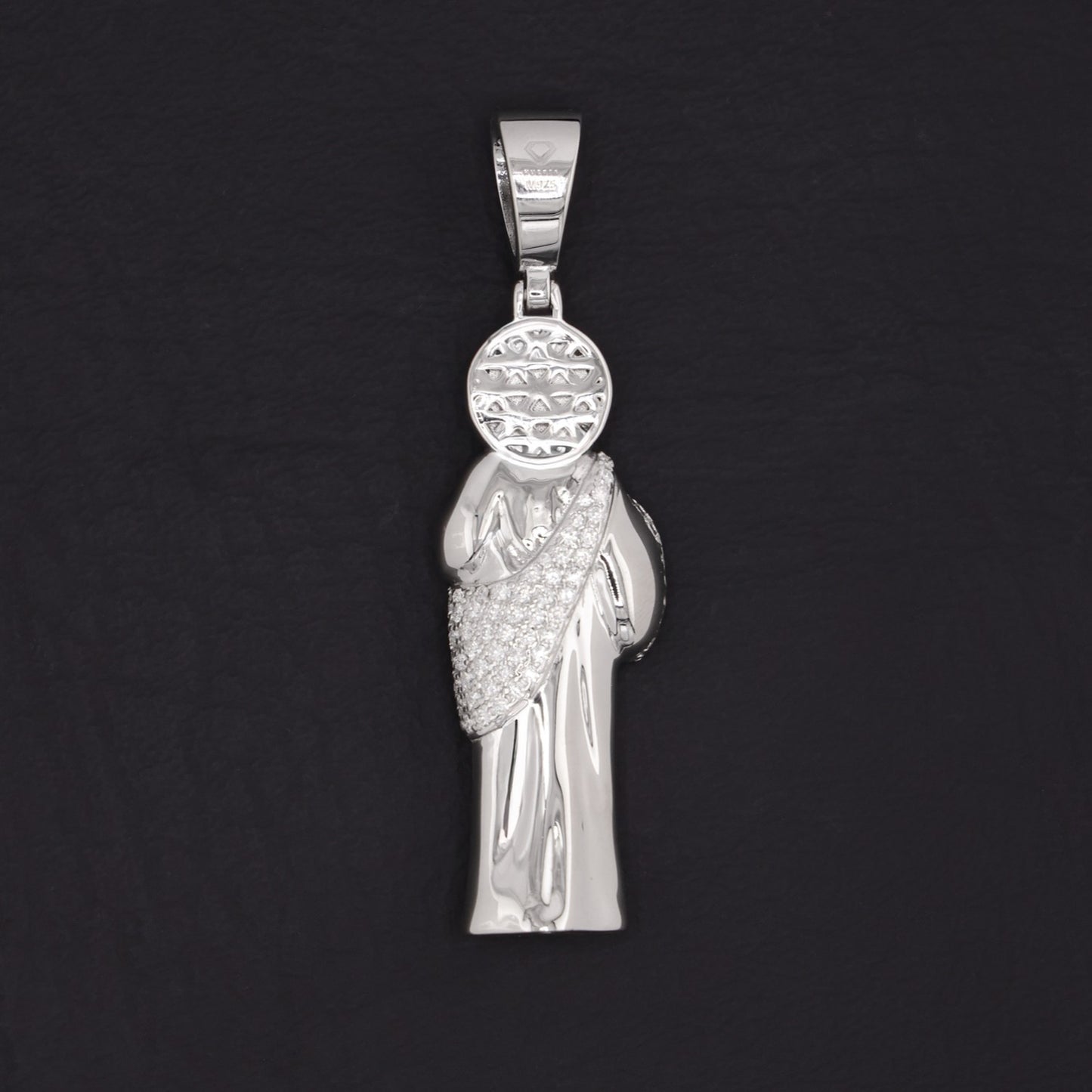 Iced Moissanite 3D San Judas Pendant - 925 Silver