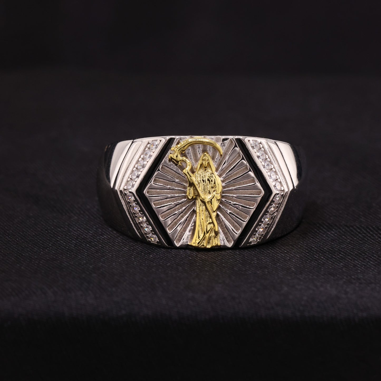 Iced Santa Muerte Ring - 925 Silver