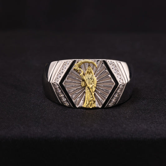 Iced Santa Muerte Ring - 925 Silver