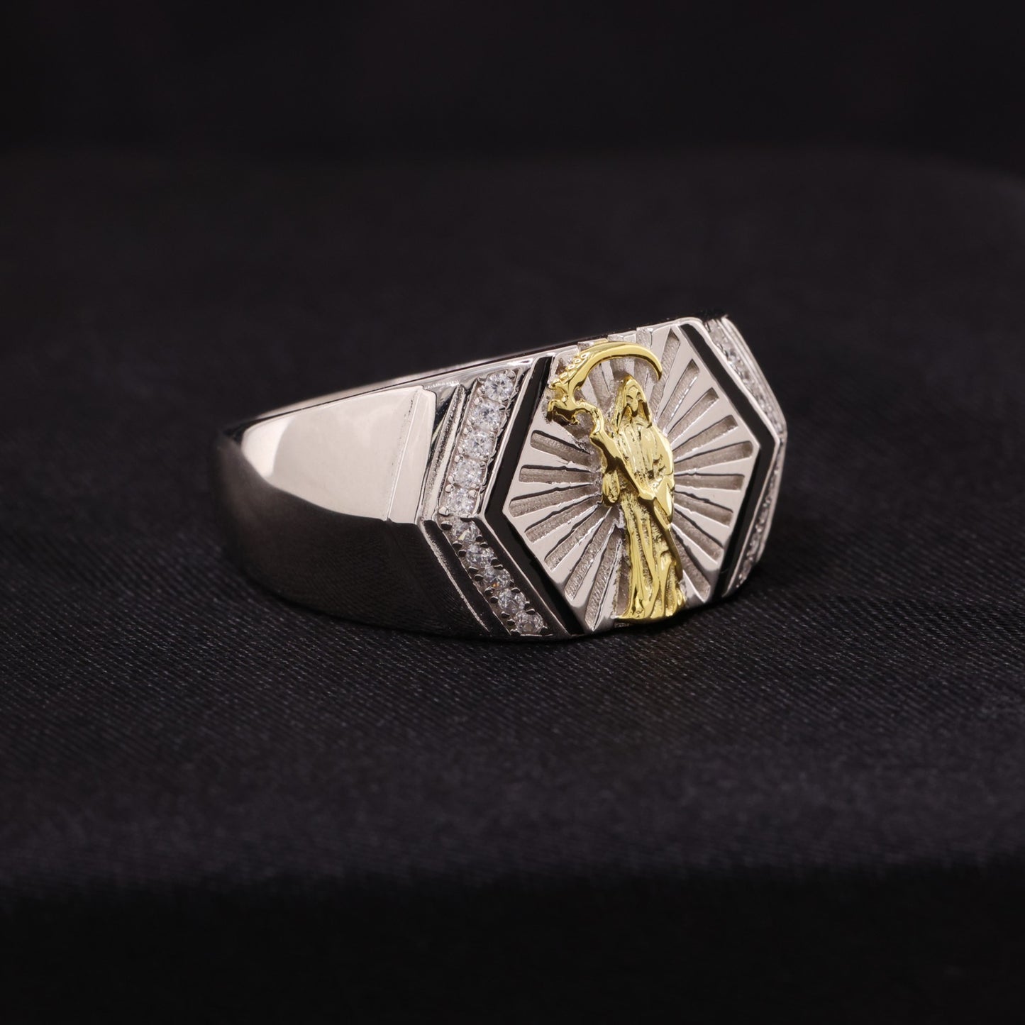 Iced Santa Muerte Ring - 925 Silver
