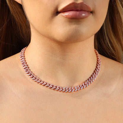 8mm Iced out Cuban Necklace - Rose Gold