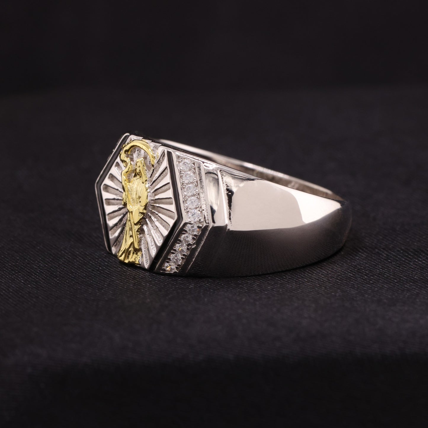 Iced Santa Muerte Ring - 925 Silver