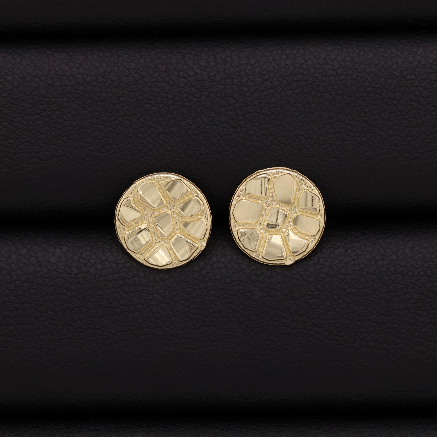 Round Nugget Stud Earrings - 10k Gold