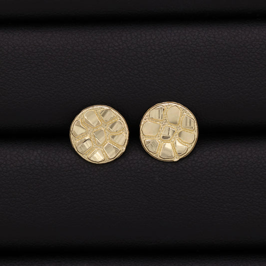 Round Nugget Stud Earrings - 10k Gold