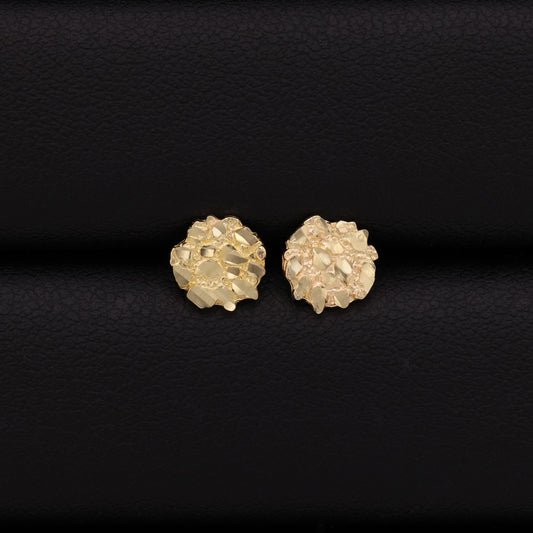 Small Round Nugget Stud Earrings - 10k Gold