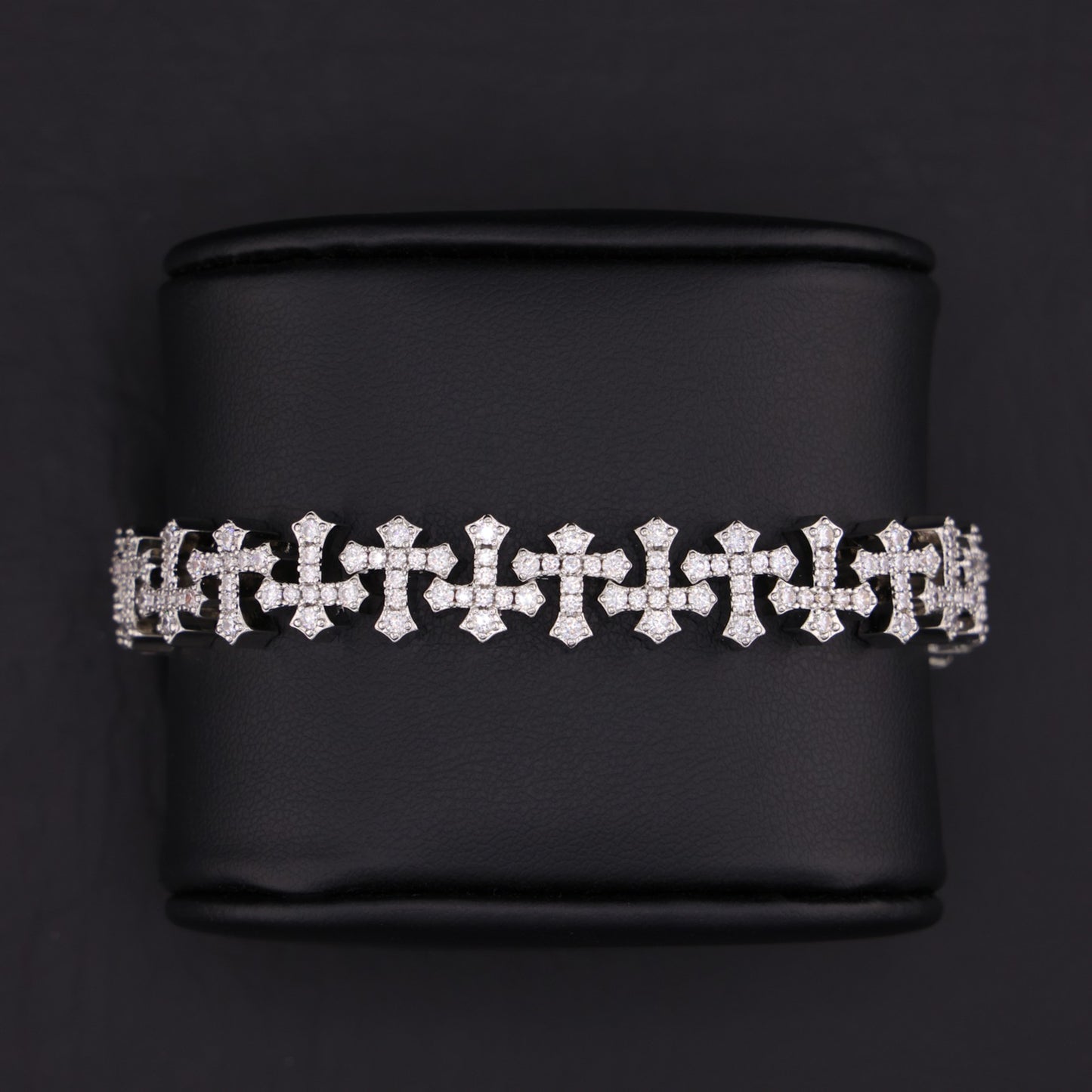 Iced Cross Bracelet - White Gold