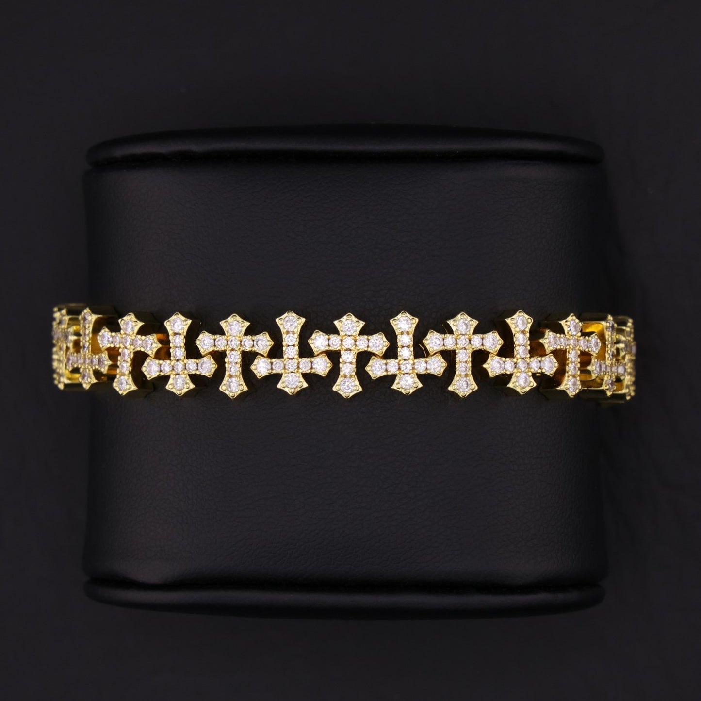 Iced Cross Bracelet - Gold