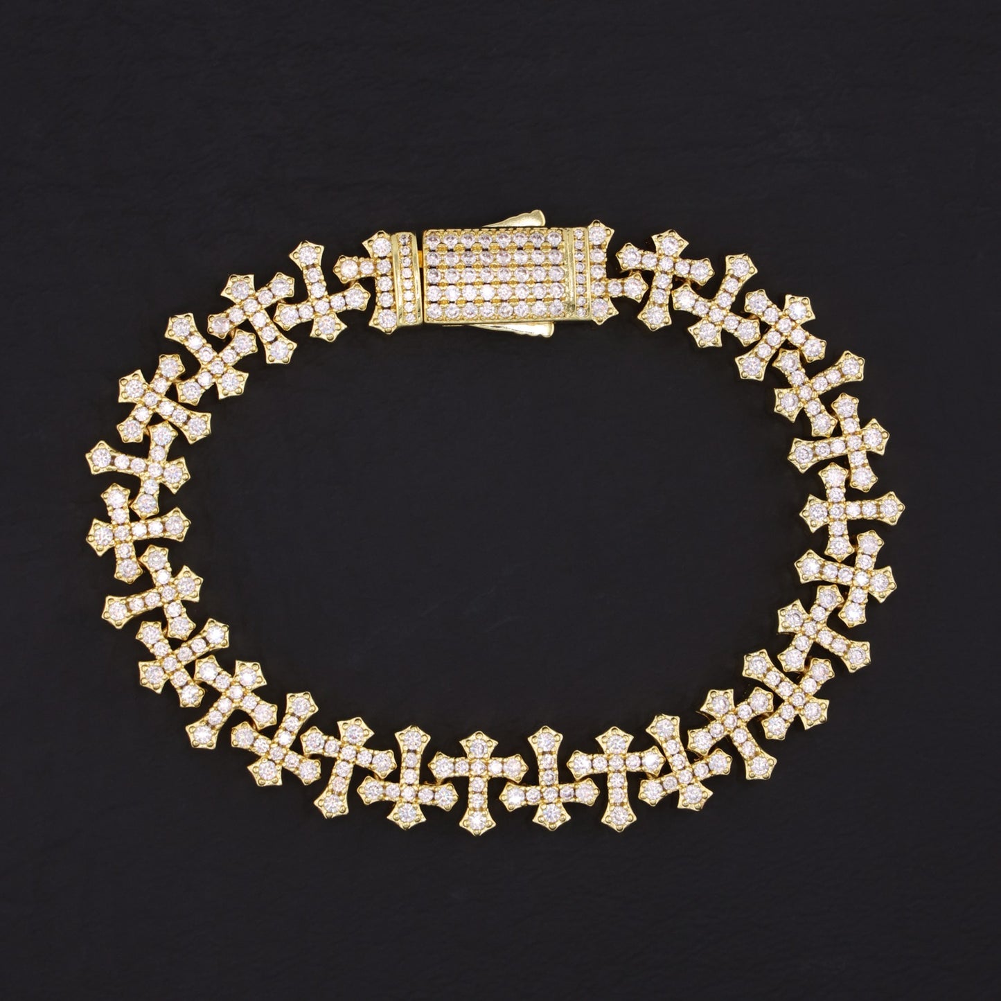 Iced Cross Bracelet - Gold